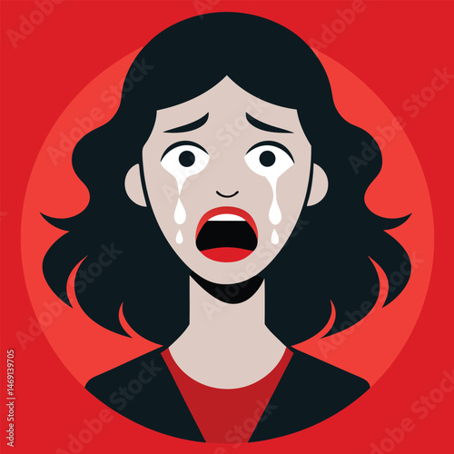 Upset woman crying and suffering vector illustration