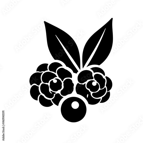 Silhouette of superfood berries and seeds on white background, nutrition
