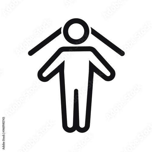 Isolated person with warning icon, minimal line art style