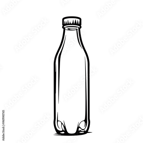 Clean line art of bottle symbolizing recycling, environmental awareness