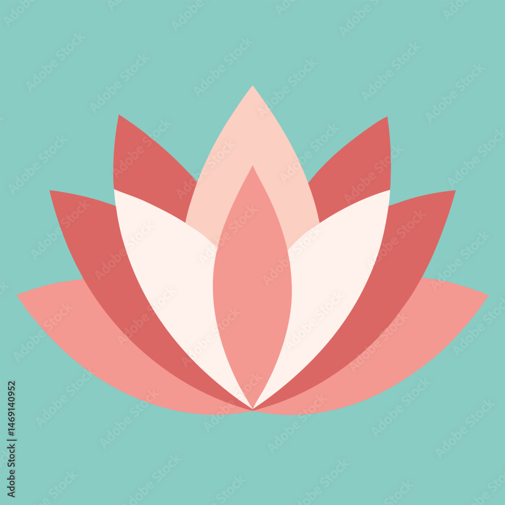 Obraz premium Abstract vector illustration of a floral lotus design with leaf and butterfly elements in a colorful spring pattern