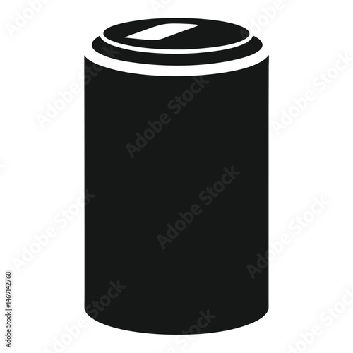 Isolated on black, a blank aluminum can serves as a metal container for a soda beverage