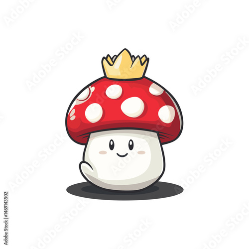 cute king mushroom mascot vector