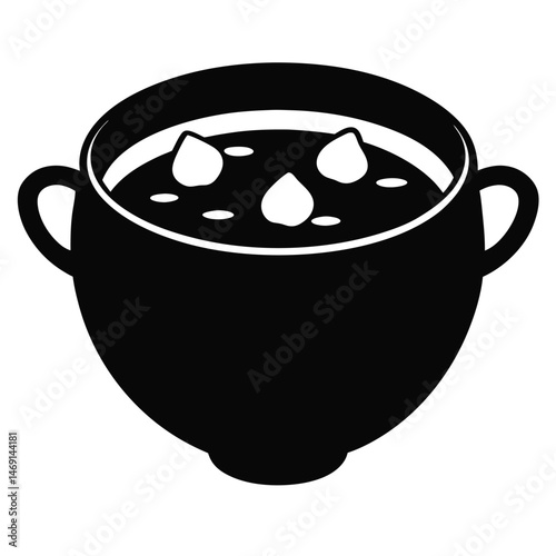 white ceramic mug with brown coffee, a black cup of hot tea, and a gold vector illustration of a milk coffee drink for breakfast.