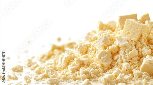 Pile of pale yellow powdered food product.