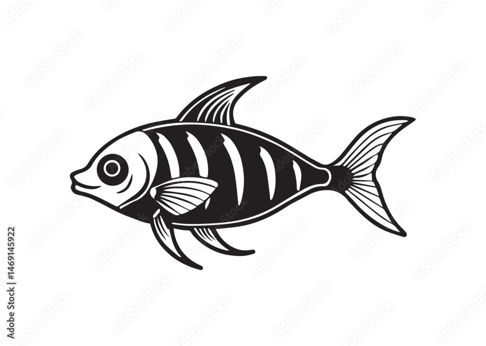 Naklejka premium Skeleton Fish Silhouette Vector