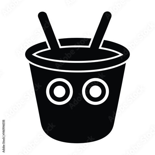 Isolated vector illustration shows a black plastic cup and a white paper cup, both containing a hot beverage