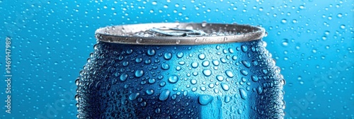 Cold Soda Can Glistens With Water Droplets in a Refreshingly Vibrant Setting Generative AI