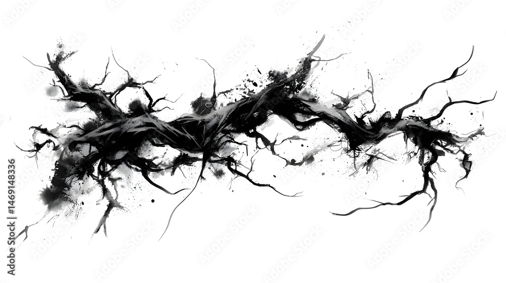 Abstract Dark Organic Shape with Grunge Texture and Artistic Brush Strokes Abstract Dark Organic Shape with Grunge Texture and Artistic Brush Strokes
