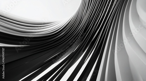 Elegant Black and White Wave Pattern Creates a Sense of Depth and Motion