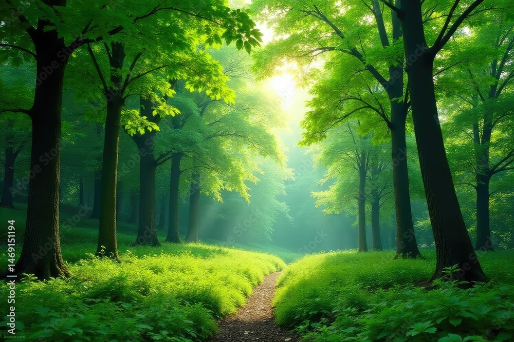 Obraz premium Lush green forest isolated on white background Perfect for design projects needing a natural element , treescape, isolated object
