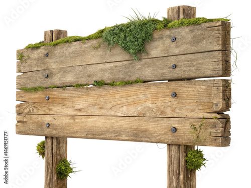 Old wooden sign isolated on a white background.