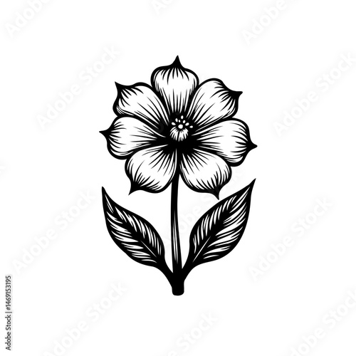 Elegant black and white flower drawing conveying simplicity and nature