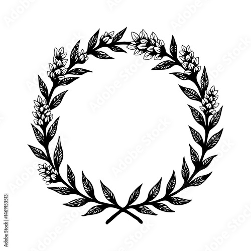 Botanical circle frame evoking timeless elegance and natural simplicity design