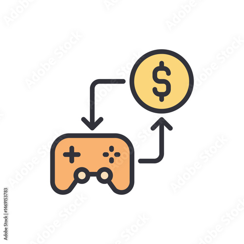Game monetization illustration showing interaction between player spending