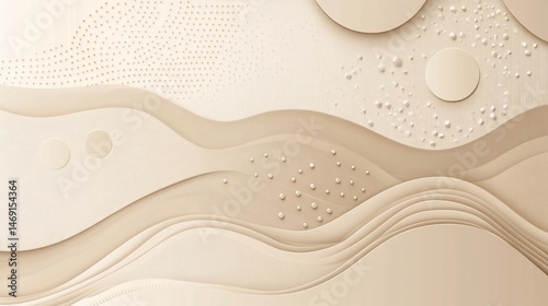 Elegant Beige Tones Abstract Layers with Subtle Textures and Circle Elements