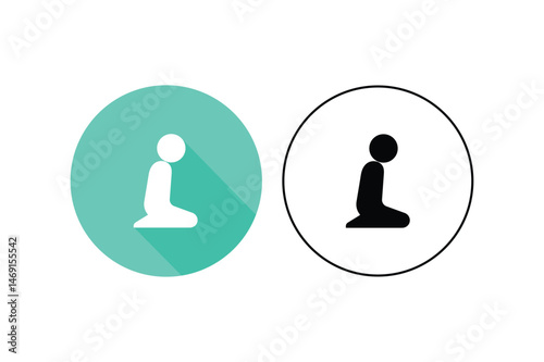 Prostration Prayer Vector Icons, muslim prayer icon vector, namaz flat icon pack, muslim worship pose vector