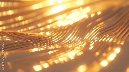 Abstract golden surface with a flowing wave pattern and subtle lighting