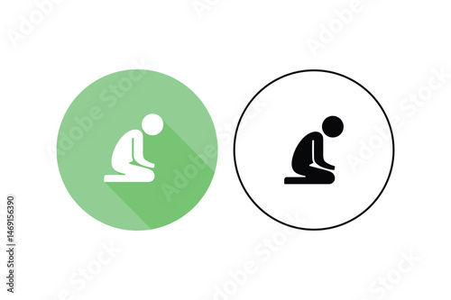 Islamic Icons for Salah Steps, muslim prayer icon vector, namaz flat icon pack, muslim worship pose vector