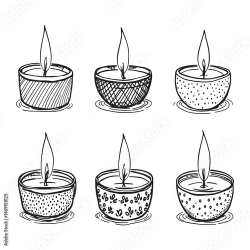 Creative Line Art of Tealight Candle with Soft Glow