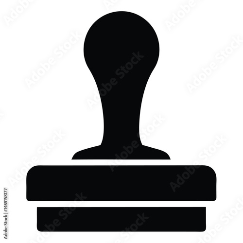 A black rubber stamp, a business symbol for approved documents, is isolated on white