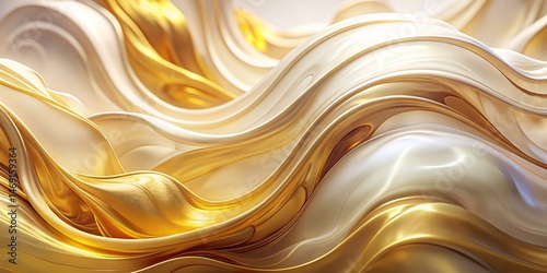 Elegant Flowing Gold and White Abstract Design