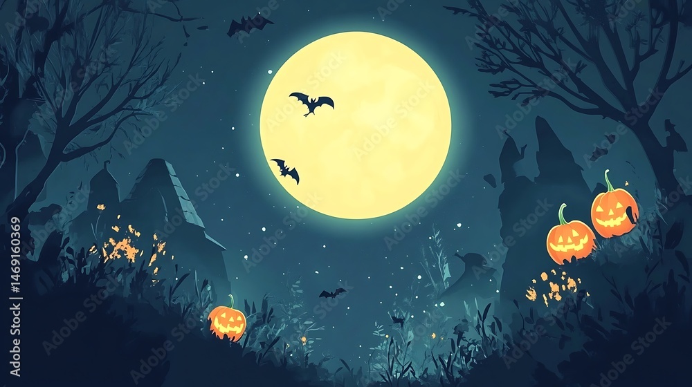 Fototapeta premium Halloween Night with spooky castle.