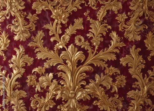 Wallpaper Mural Intricate gold leaf & burgundy baroque pattern  , aesthetic, luxury Torontodigital.ca