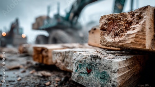 Wallpaper Mural Construction site lumber close-up Torontodigital.ca