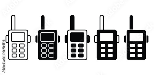 Walkie Talkie Icons Black and White Vector Graphic Design Set