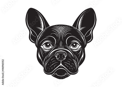 French Bulldog face Silhouette Vector