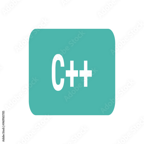C plus plus logo on a rounded rectangle teal background representing the programming language and software development