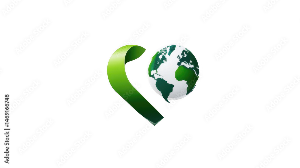 Green Heart Encircling Earth Globe Sustainable Global Concept Image Green Heart Encircling Earth Globe Sustainable Global Concept Image