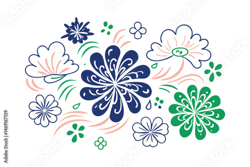 Flower petals that look like cloud splashes or ink blots with curved edges
