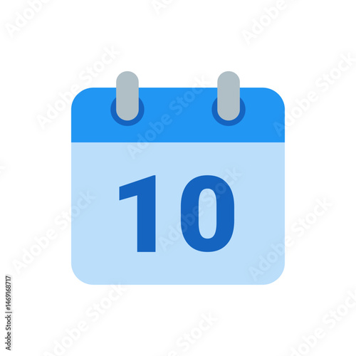 Illustration of a blue calendar with the number ten displayed prominently in the center of the page view