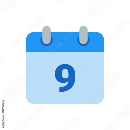Illustration of a blue calendar icon with the number nine displayed prominently in the center area