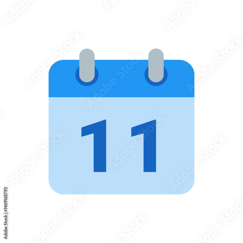 Illustration of a blue calendar icon displaying the number eleven on a white background for appointments