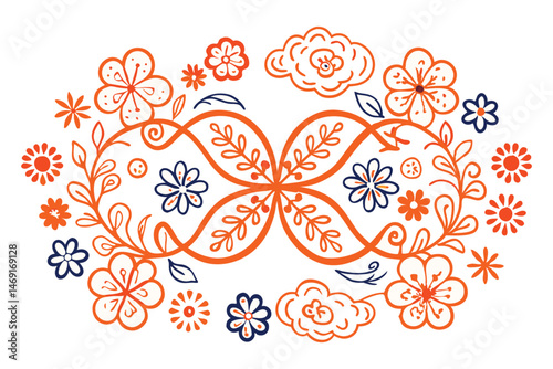 Infinity loop-inspired petals connected in floral shapes with cloud softness.