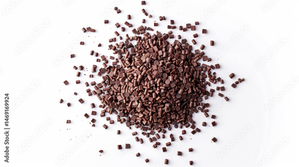 Chocolate Shavings Pile on White Background Chocolate Shavings Pile on White Background
