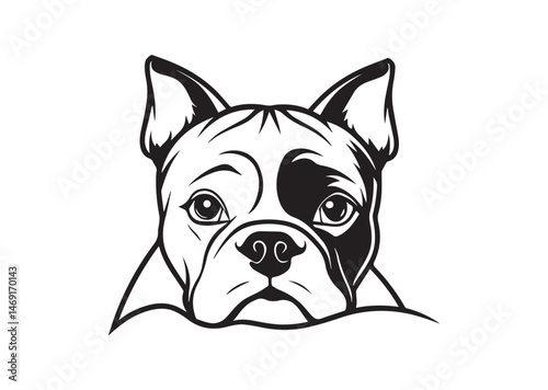 Bulldog Peeking Silhouette Vector