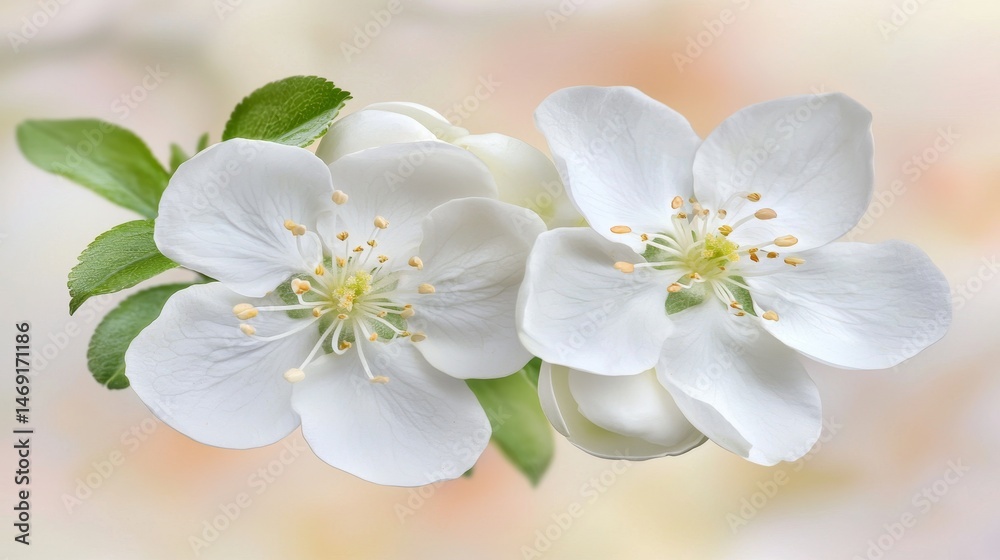 Obraz premium Elegant White Flowers with Delicate Petals on Soft Background