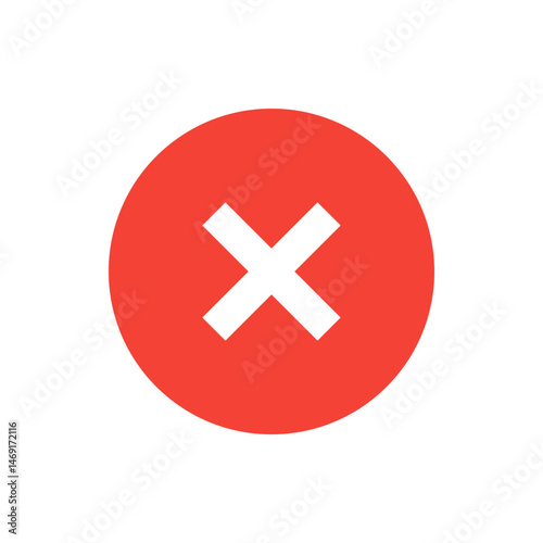 Red circle with a white x in the middle indicating cancellation or removal with a clear background view