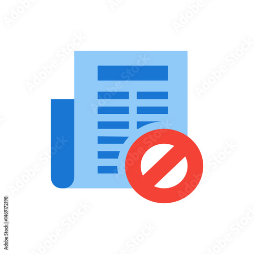 Illustration of a document with horizontal lines and a red circle with a diagonal line indicating not allowed