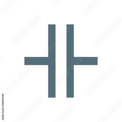 Illustration of a capacitor symbol with two vertical lines and horizontal lines extending outward, simple design