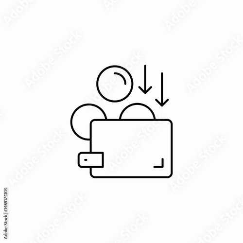 wallet download icon sign vector