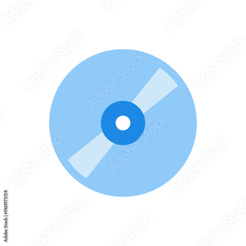 Illustration of a light blue compact disc with a darker blue center and a white circle in the middle
