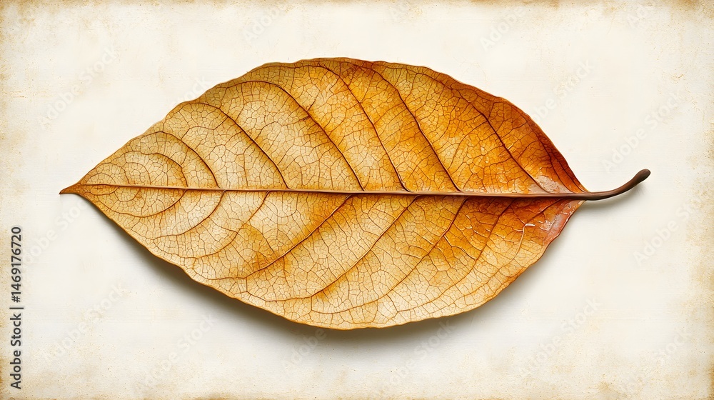 Fototapeta premium Detailed Close-Up of a Brown Leaf on Textured Background with Natural Patterns