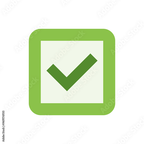 Green check mark inside a rounded square with a light green background and a darker green border around it