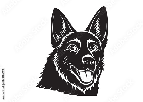 German Shepherd Peeking Cute Dog Silhouette Vector