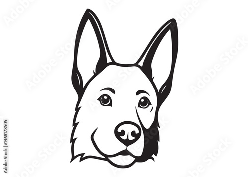 German Shepherd Peeking Cute Dog Silhouette Vector